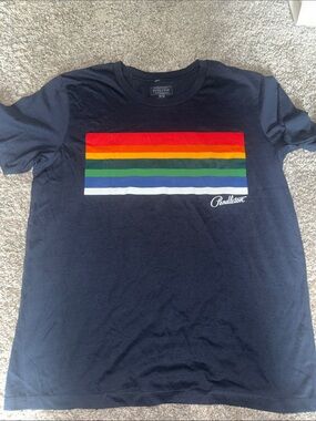 Pendleton Navy Tee with Horizontal Rainbow Stripe Panel